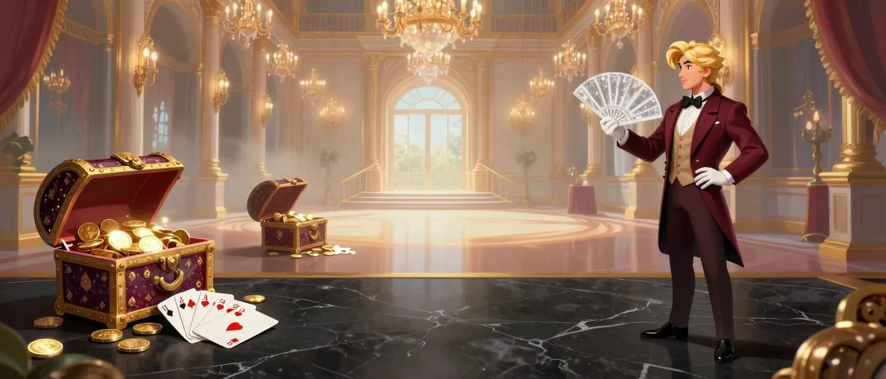 Toptally Casino free spins beside a glowing treasure chest