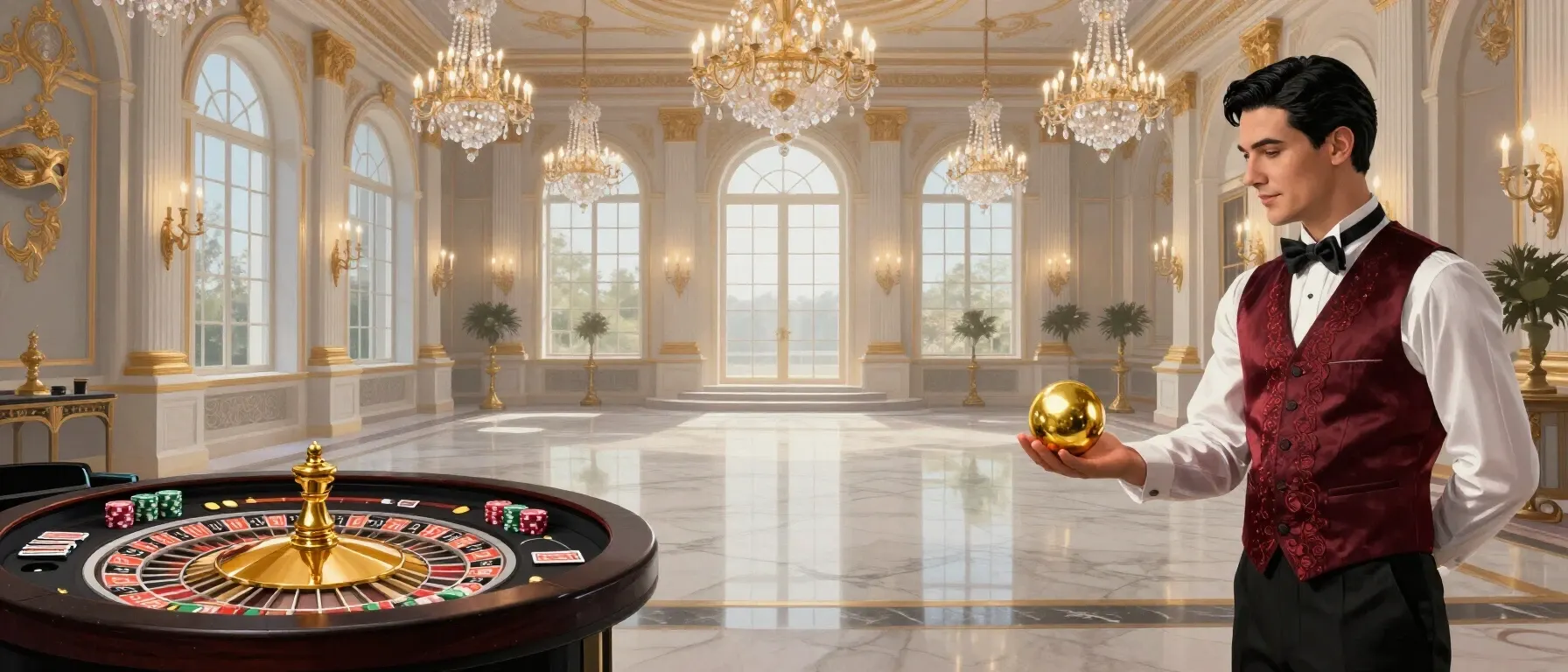 Toptally Casino live casino table with roulette wheel, cards and chips