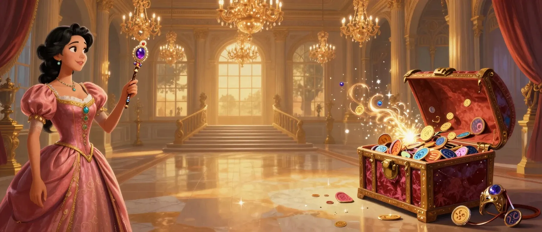 Toptally Casino welcome bonus chest with glowing tokens